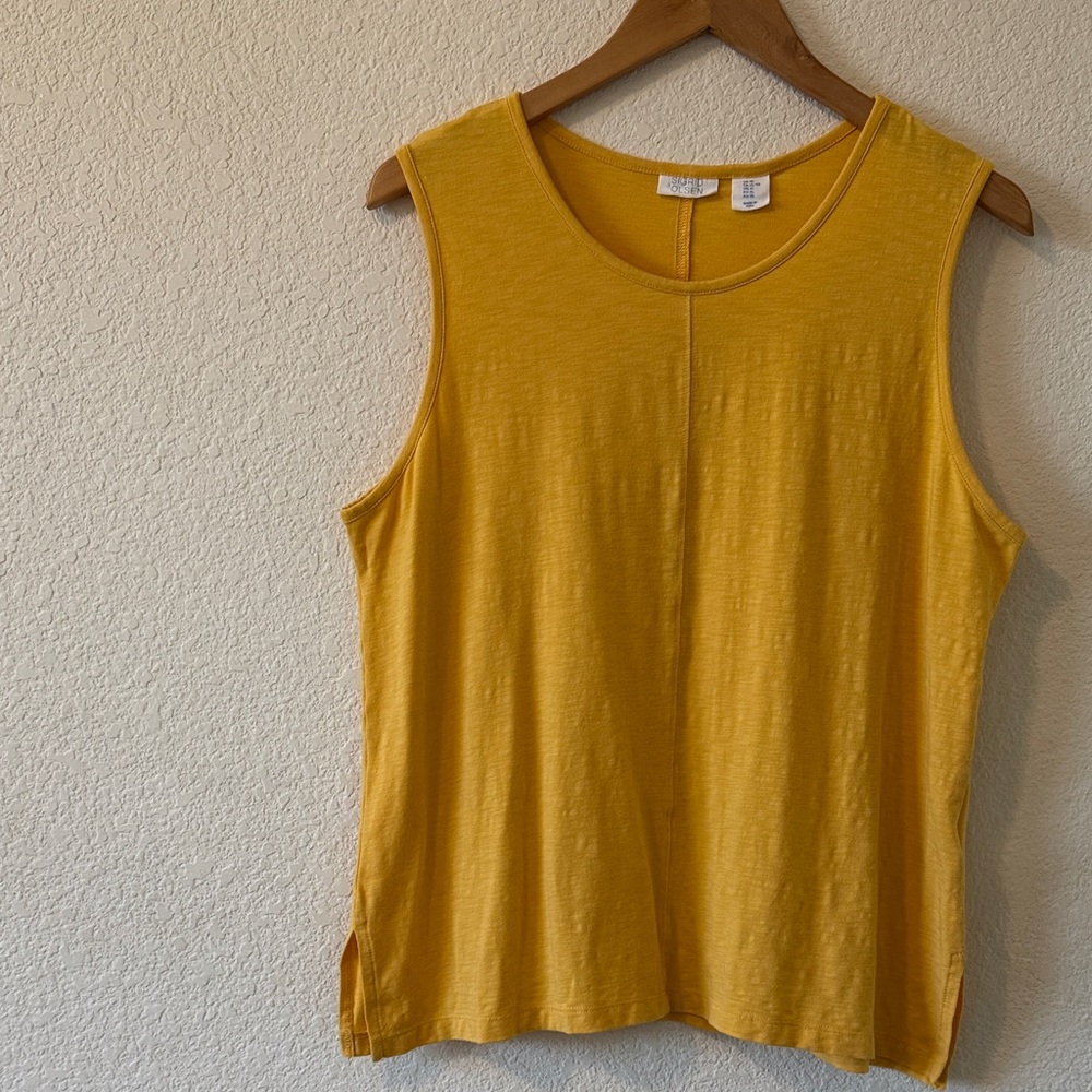 Sigrid Olsen Golden Yellow Tank, size XL,buttery cotton/modal/spandex blend